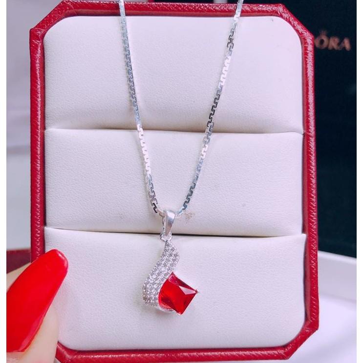 Dây chuyền bạc mặt đá vuông MS185