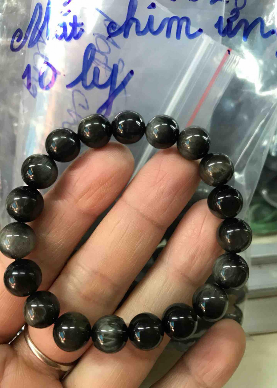 VÒNG ĐÁ MẮT CHIM ƯNG ĐÁ TỰ NHIÊN 9ly NỮ Mệnh THUỶ MỘC