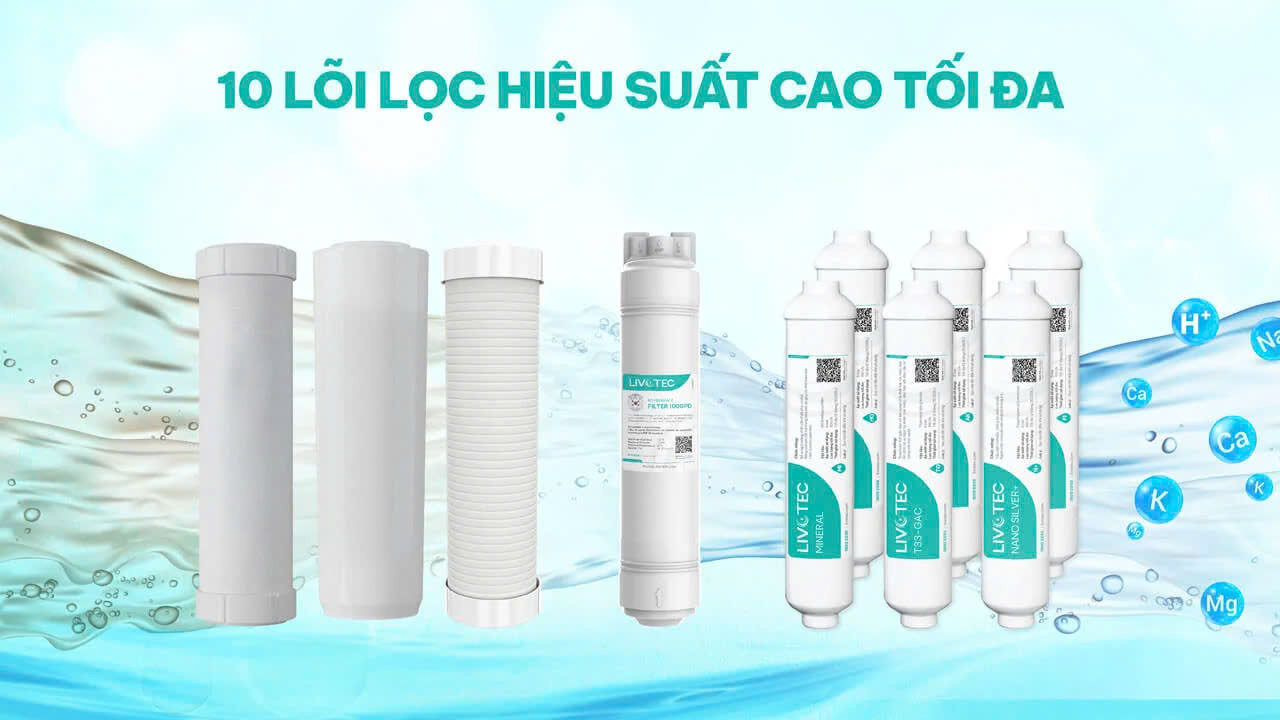Máy lọc nước nóng lạnh RO 10 lõi Livotec 630 - Giao trước lắp sau miễn phí toàn quốc - Bảo hành 36 tháng - Hàng chính hãng