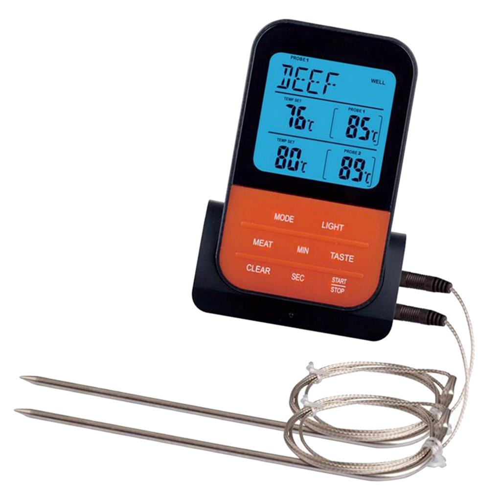 Wireless Meat BBQ Thermometer Remote Cooking Food Digital Grill Thermometer with Dual Probes for Oven Smoker Grill BBQ Thermometer