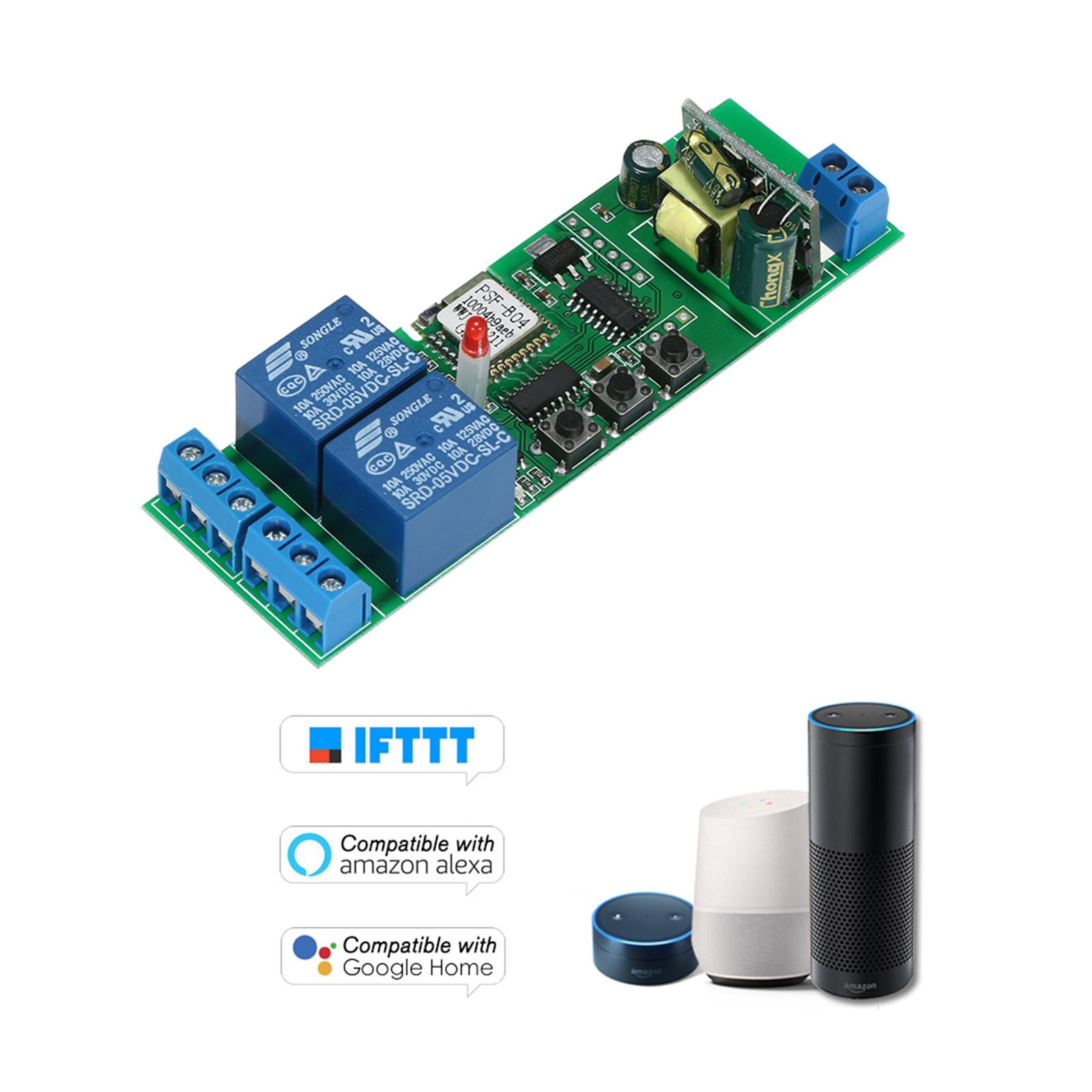 EWeLink Smart Wifi Switch Universal Module 2CH AC85-250V Wireless Switch Timer Phone APP Remote Control Compatible with "Amazon" Alexa Google Home Voice Control for Smart Home