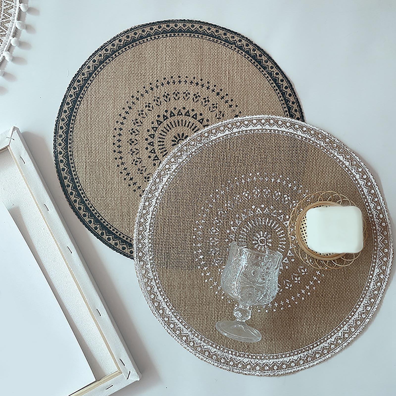 Placemats for Dining Table, Heat Resistant Stain Resistant Non-Slip Boho Style Woven Placemats, Durable Cotton Linen Place Mats Table Mats