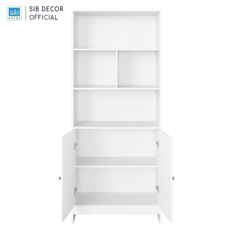 Tủ Sách Gỗ 5 Tầng Đơn Giản Mà Đẹp Màu Trắng Thương Hiệu SIB Decor KS11