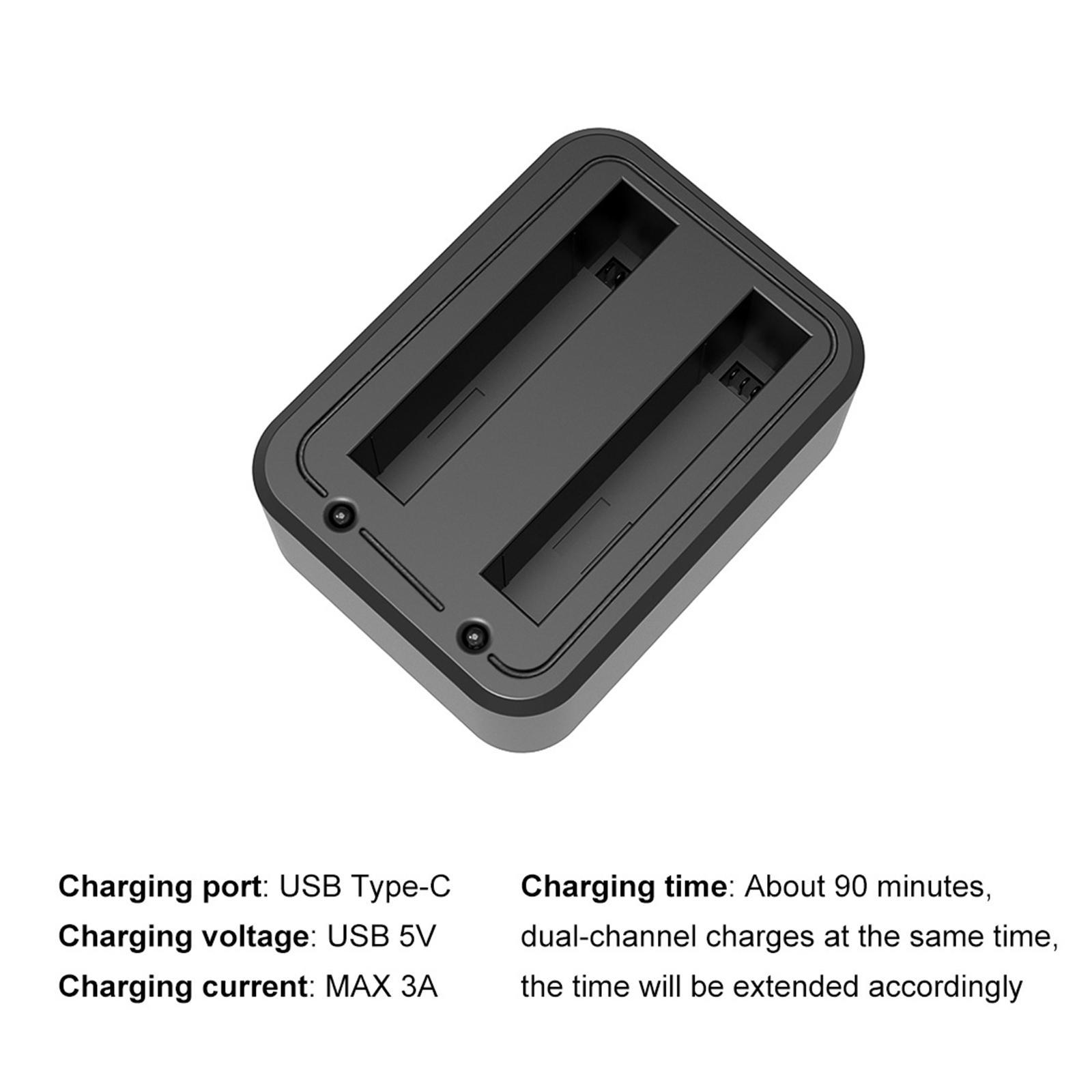 Travel Dual Battery Charger Professional Type-C for  Action Camera