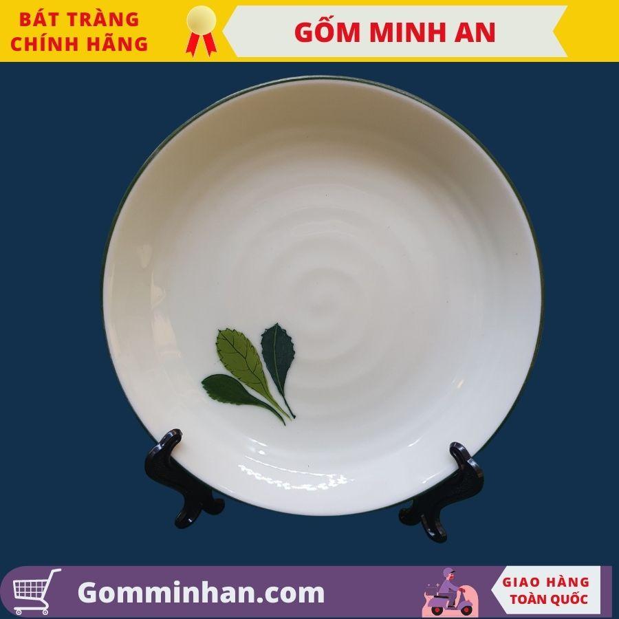 Đĩa tròn sứ Bát Tràng men kem vẽ hoa văn gốm Minh An Bát Tràng