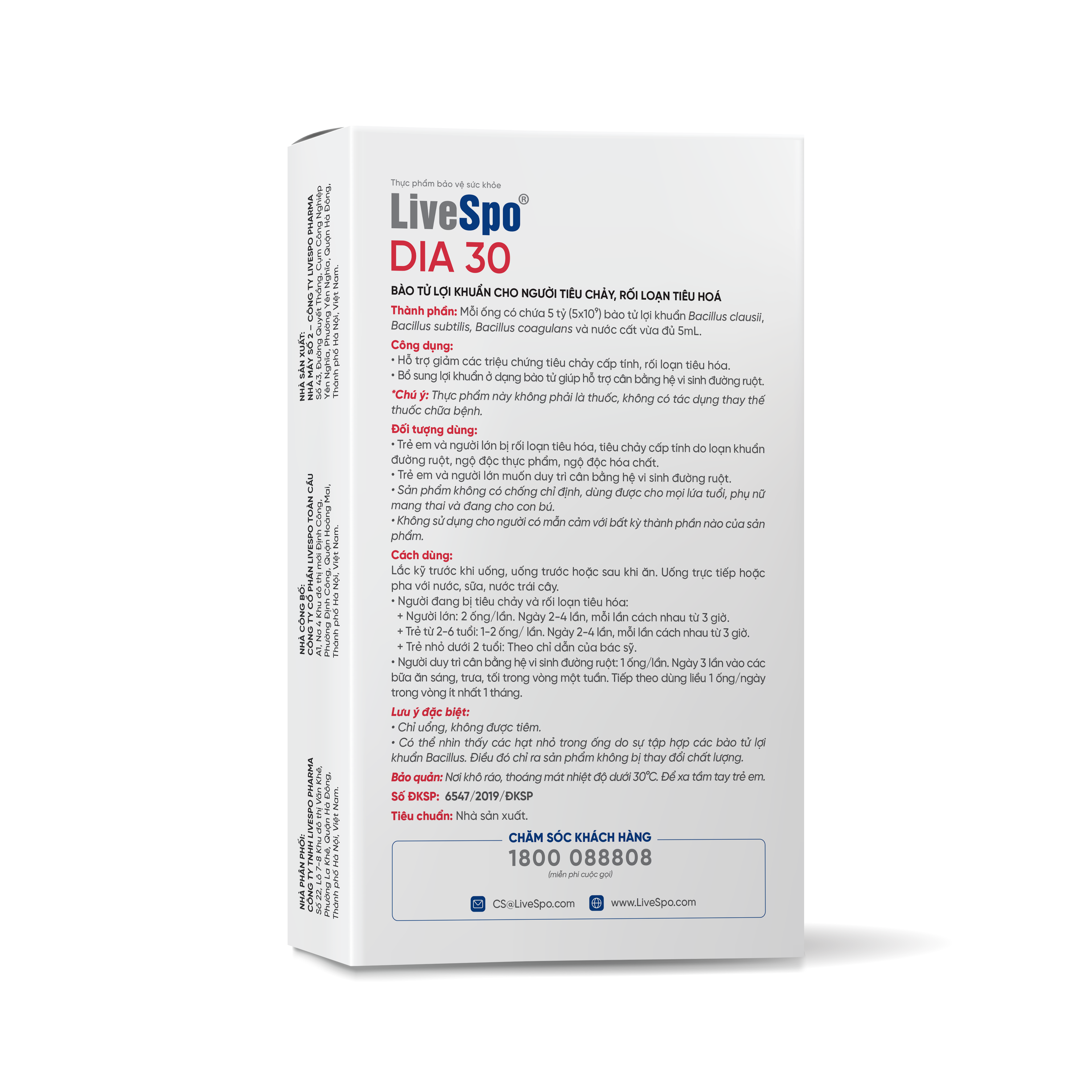 Livespo Spo DIA 30 - Giảm Triệu Chứng Tiêu Chảy Cấp Hộp 10 ống x 5ml