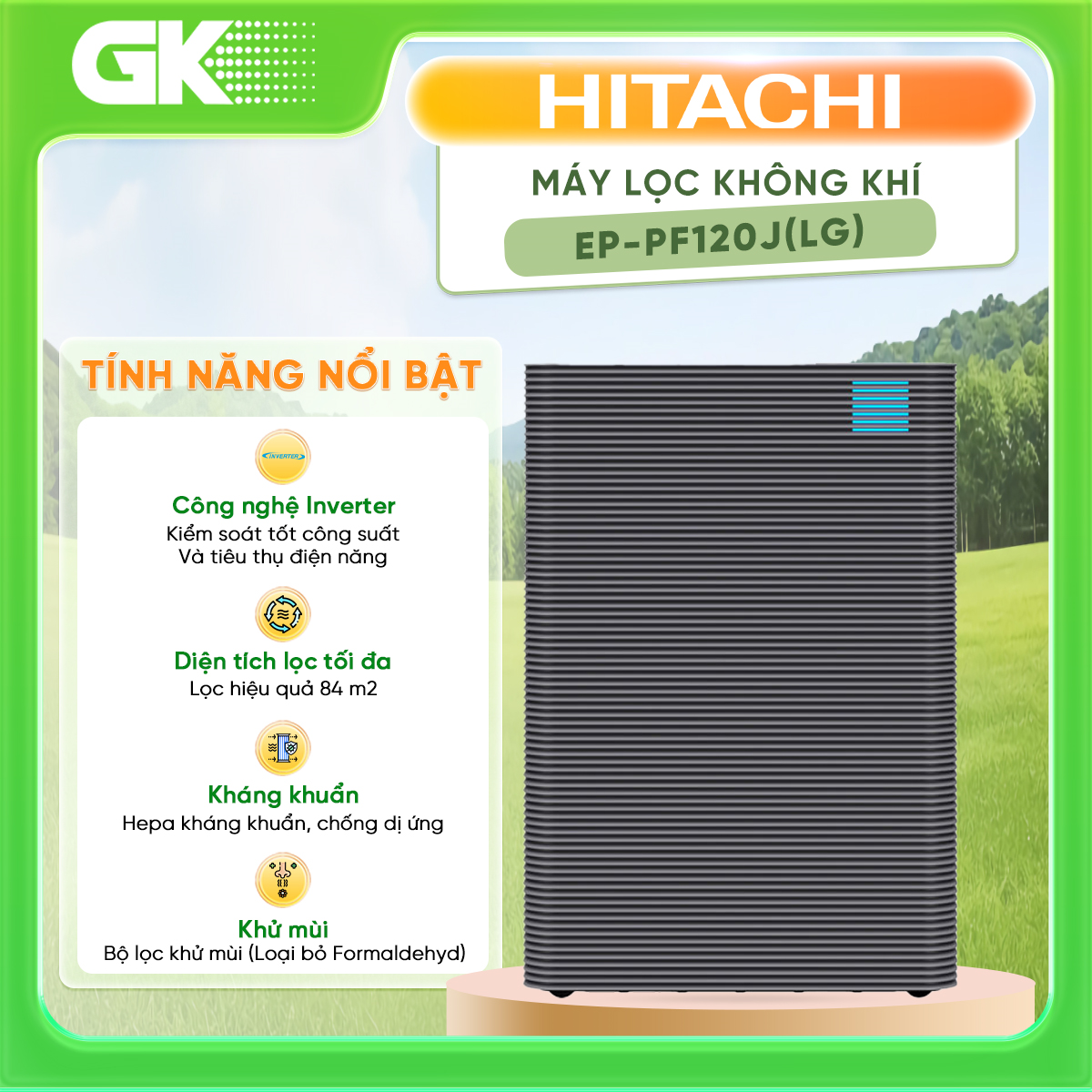 EP-PF120J(LG) - Máy lọc không khí Hitachi EP-PF120J - Hàng Chính Hãng