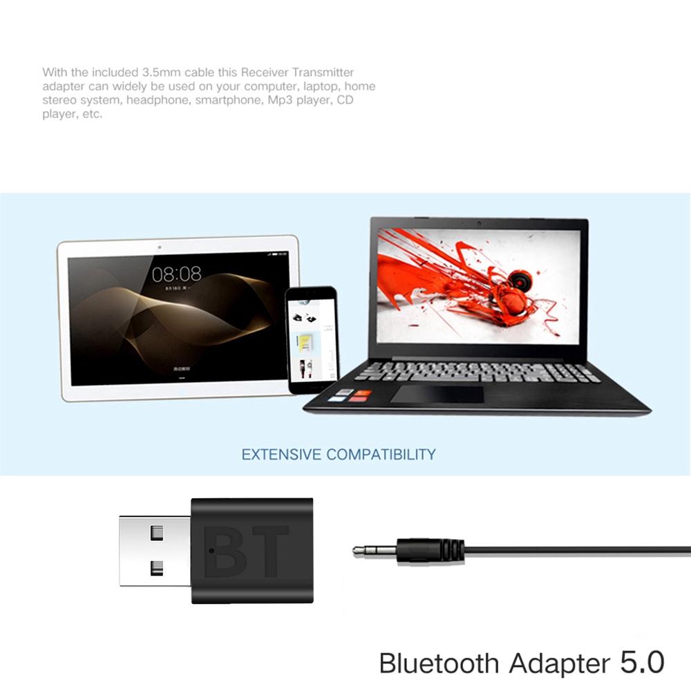 Bộ thiết bị truyền tín hiệu Bluetooth 5.0 không dây mini USB 3.5mm dùng trong xe hơi