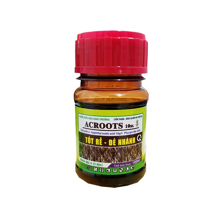 Thuốc điều hòa sinh trưởng cây trồng ACROOTS 10SL 100ml giúp kích thích ra rễ cực mạnh, đẻ nhánh nhiều, mập mầm, xanh cây, xanh lá