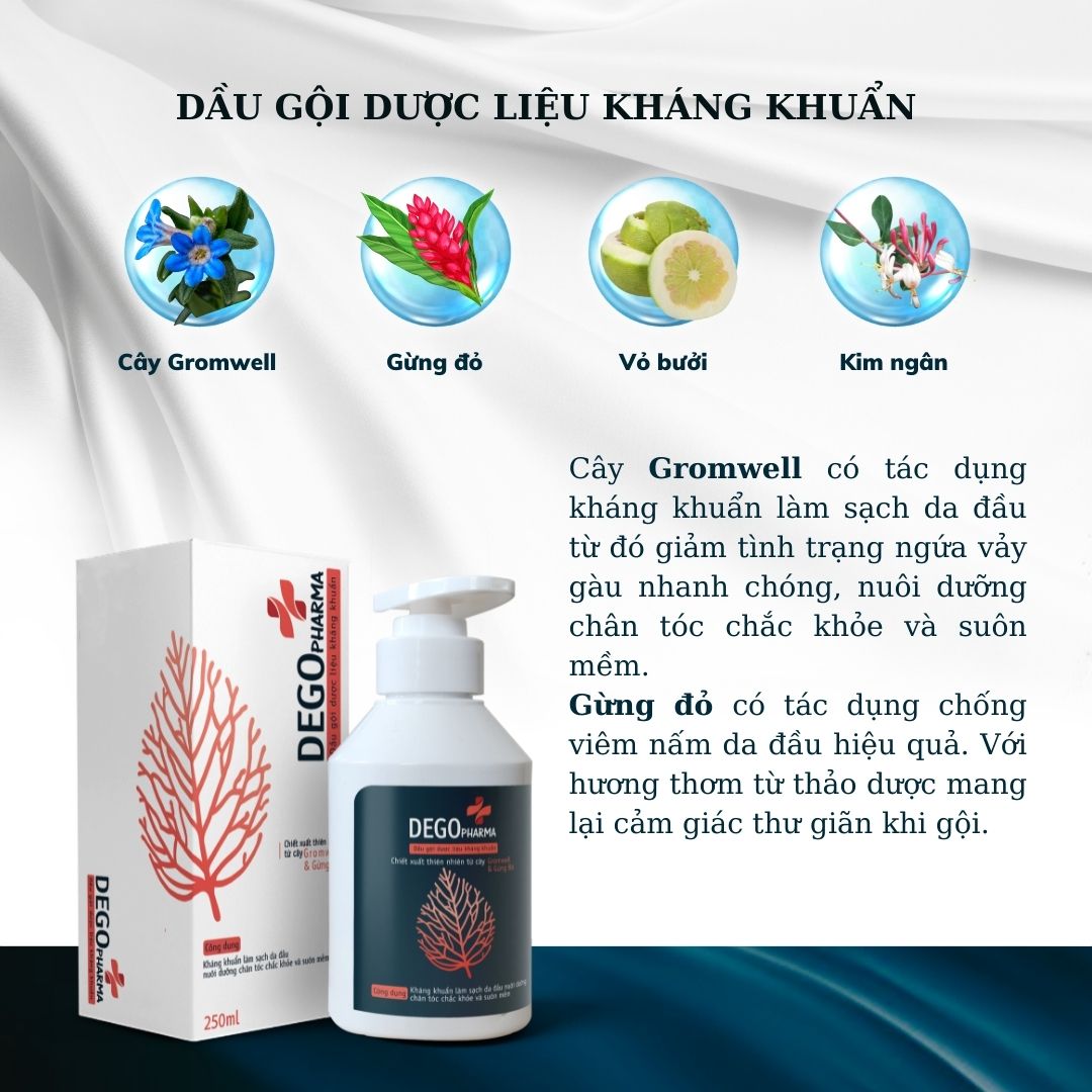 Dầu gội gừng DEGO PHARMA 250ml - Giảm Rụng Tóc &amp; Kích Thích Mọc Tóc