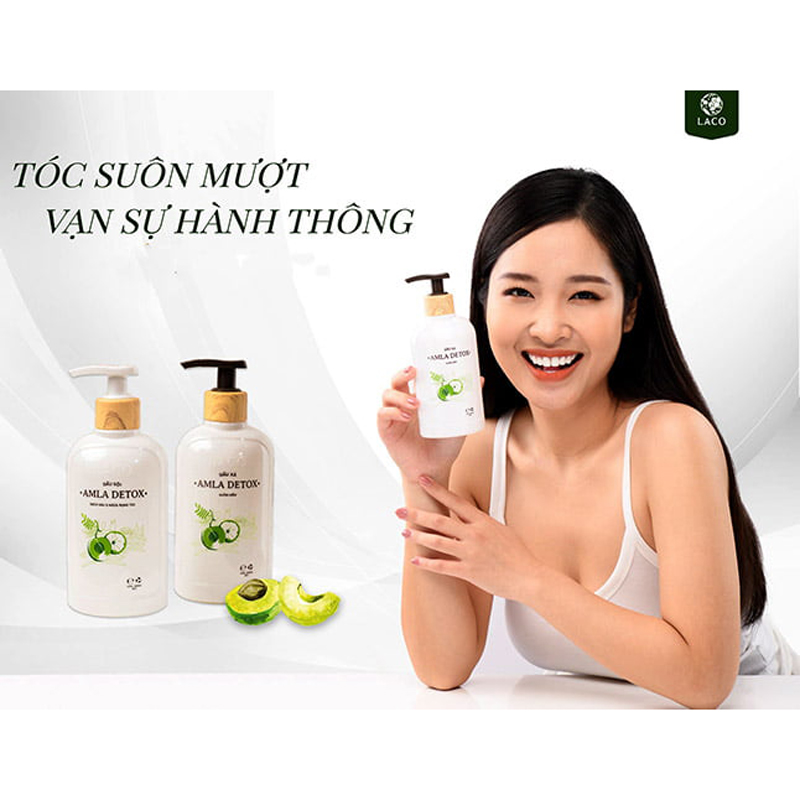 Dầu Gội Organic Amla Detox - Thương hiệu Laco - Cho tóc Chắc khỏe Ngăn ngừa Rụng và giảm gẫy rụng