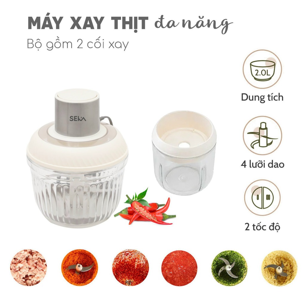 Máy Xay Thịt Đa Năng 2 Cối SEKA SK2286 - Hàng Chính Hãng