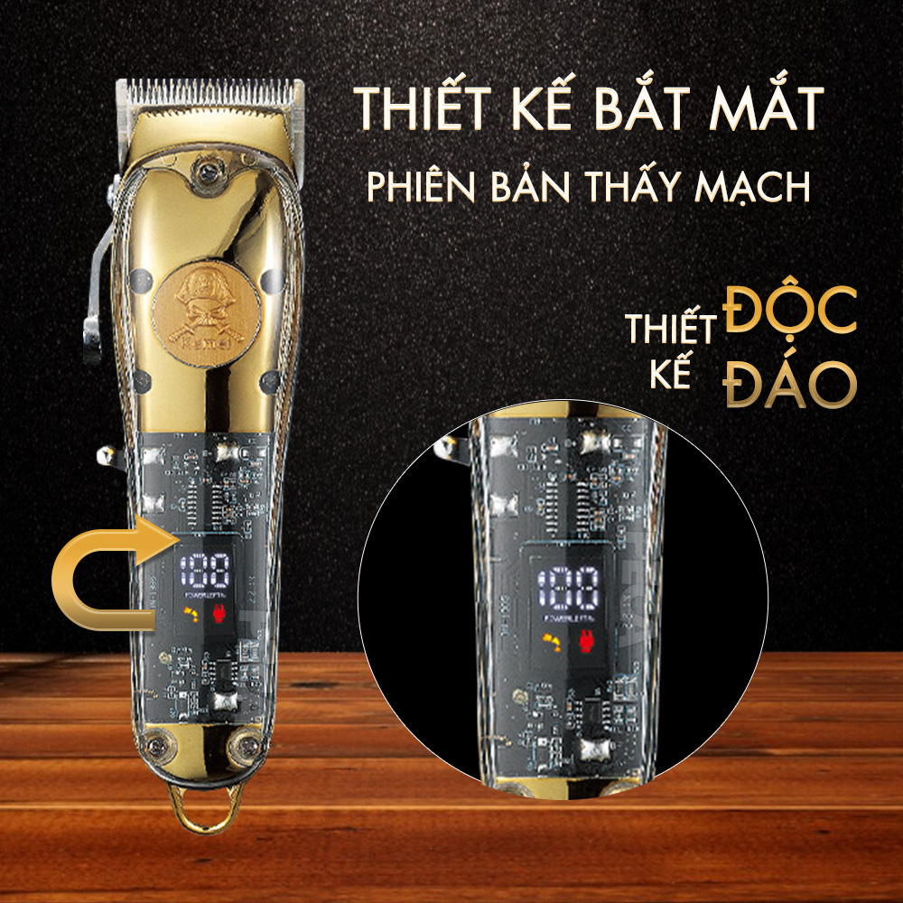 Tông đơ cắt tóc chuyên nghiệp Kemei KM-1829 công suất mạnh 8W phiên bản thấy mạch sạc nhanh USB tiện lợi