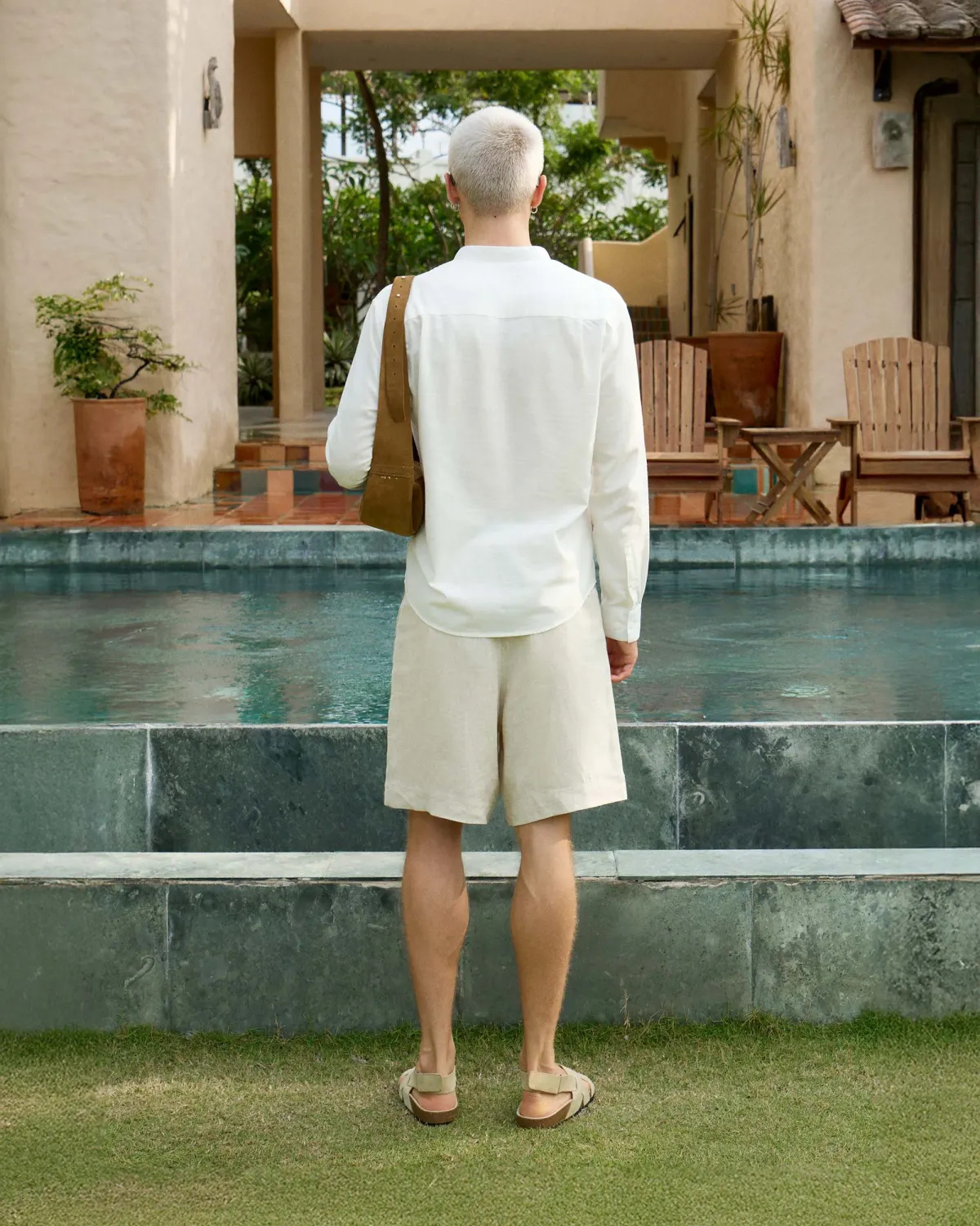 Áo sơ mi nam trụ giữa vải linen Form Regular - ROUTINE 10S26SHL007