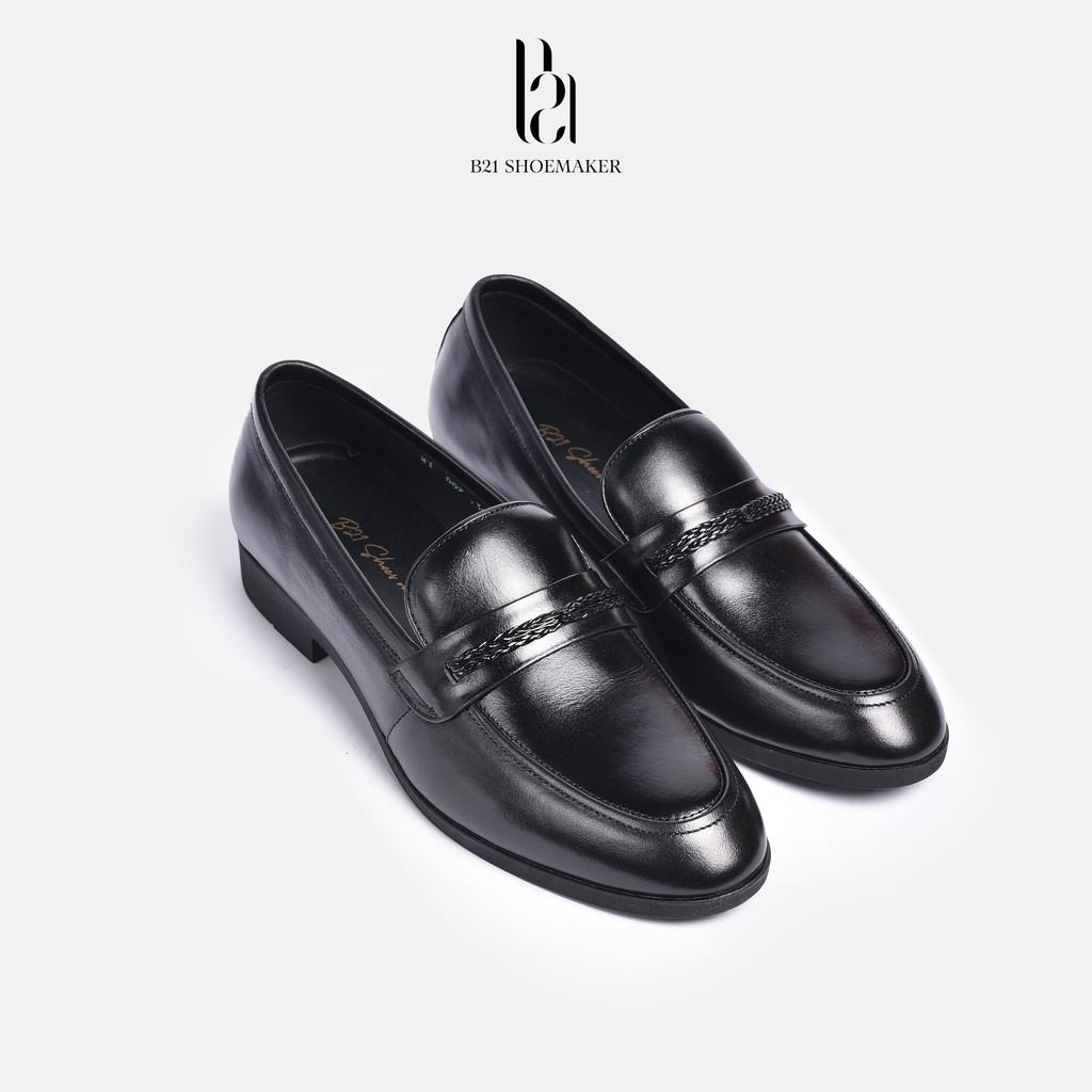 Giày Lười Loafer Nam Da Bò Công Sở Đế Cao Su Tăng Chiều Cao Êm Chân Phong Cách Lịch Lãm Retro Full Box - B21 Shoemaker