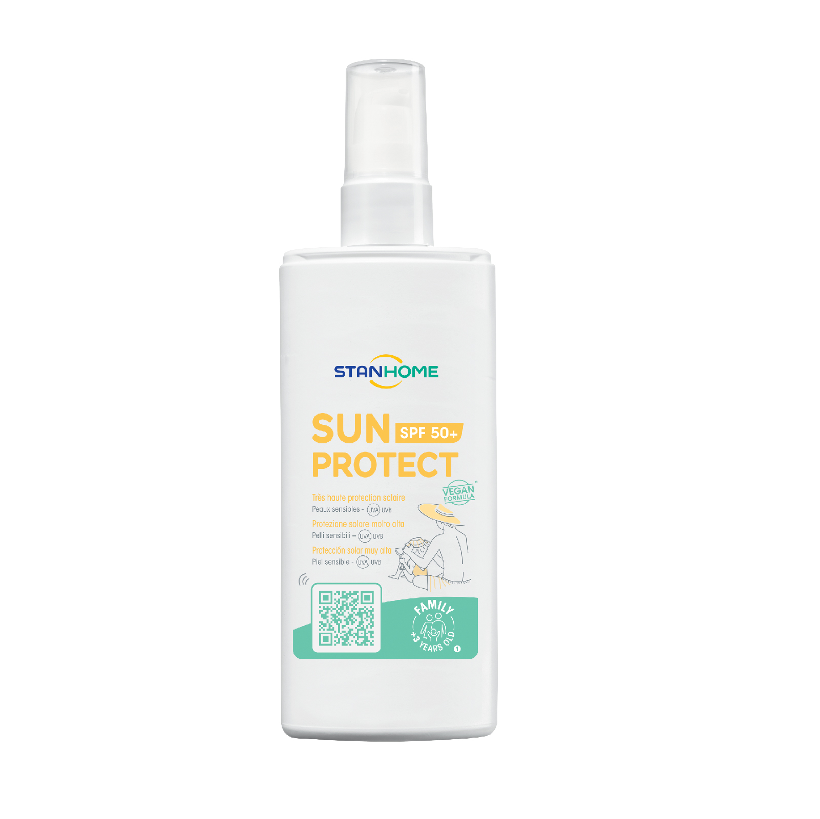 Kem chống nắng dưỡng ẩm cho da nhạy cảm chỉ số SPF 50+ Stanhome Sun Protect 125ml