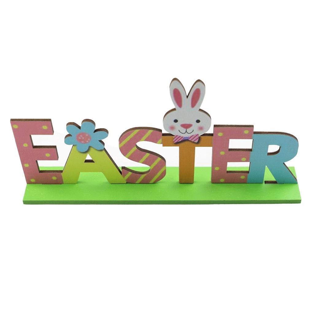 2 Sets Wood Ornaments Easter Decorations Cute Rabbit Handy Installation Letters Birthday Gifts Accessories DIY