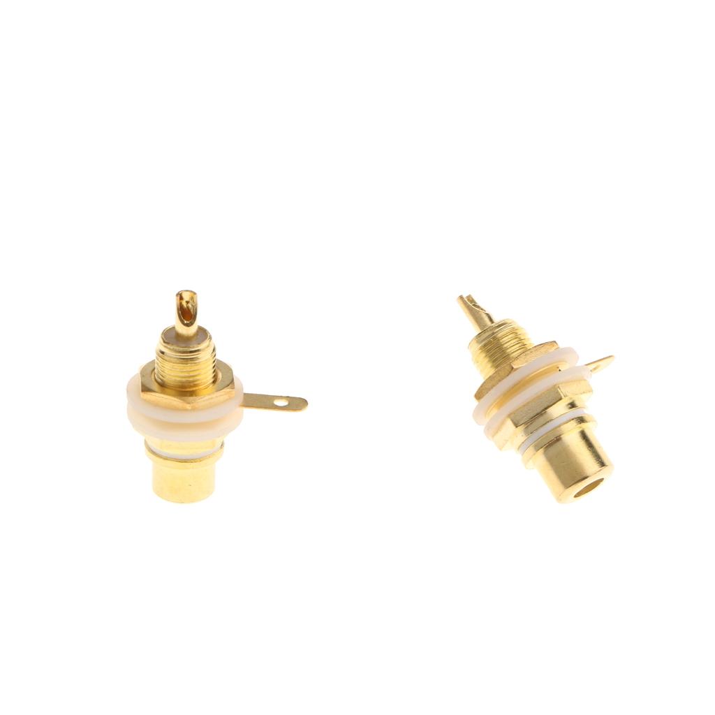 2x Gold Plated RCA Jack / Socket Audio Video Female Cable Connector White