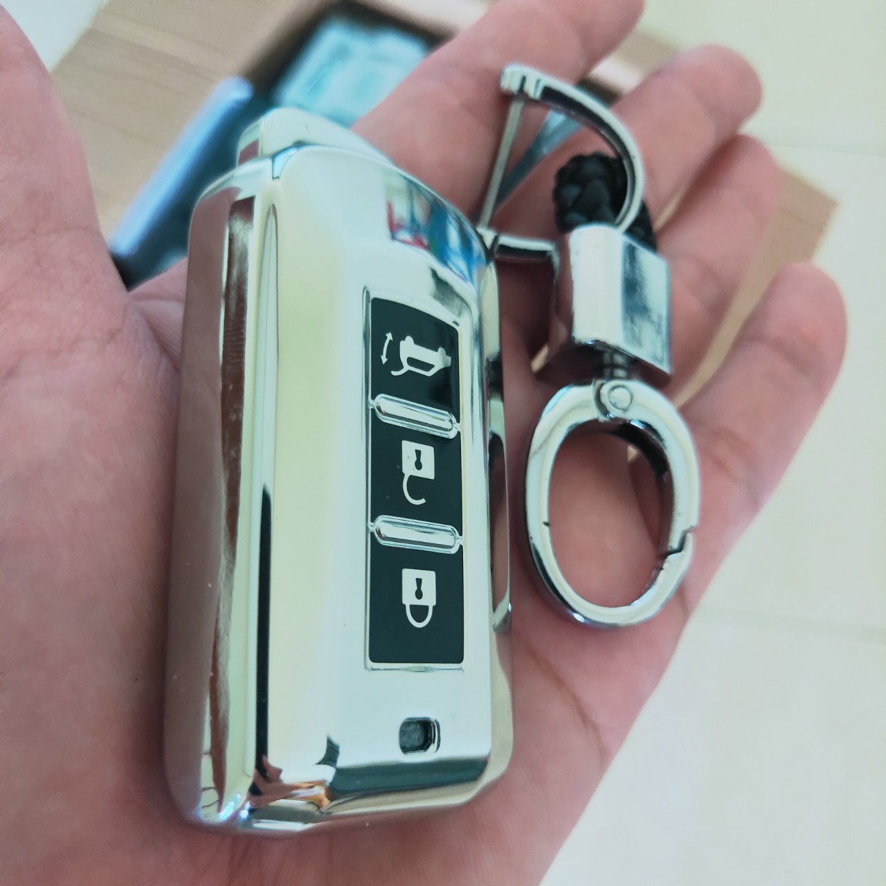 Bao Chìa Khóa Ô tô các dòng Xe Mitsubishi: Xpander, Outlander, Attrage nút silicon mạ crom   Full Hộp