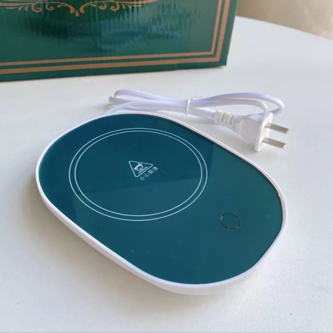 Điện, Bộ ly sứ kèm đế điện hâm nóng trà, cafe, hâm sữa + Tặng kèm thìa vàng, hộp sang trọng