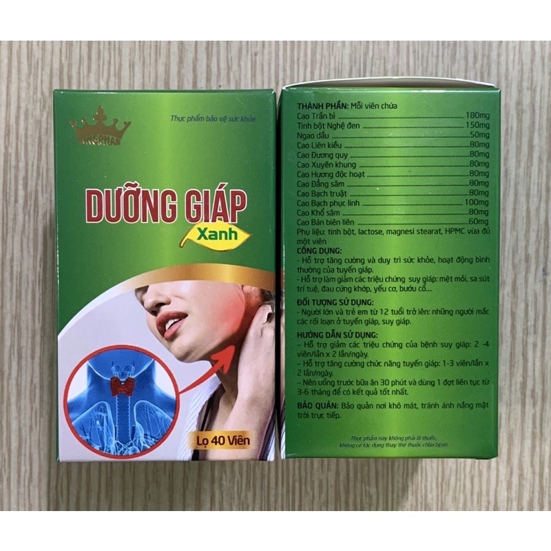 Viên uống Dưỡng Giáp Xanh Kungphar, lọ 40v, hỗ trợ trường hợp bị cường tuyến giáp