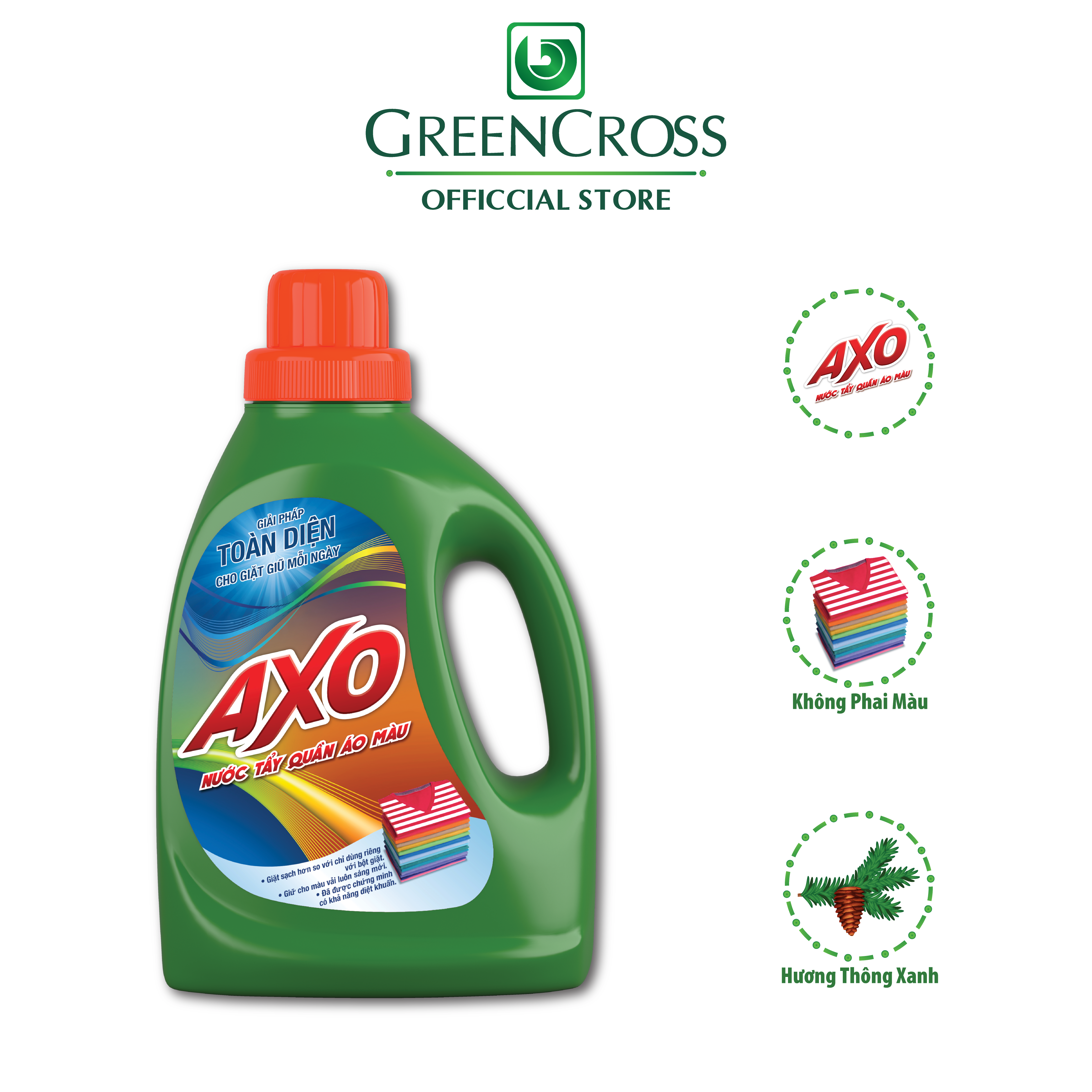 COMBO 4 CAN Nước tẩy quần áo màu đánh bay vết bẩn AXO can 5 Lít Tiết Kiệm Hương Hoa Đào/Tươi Mát