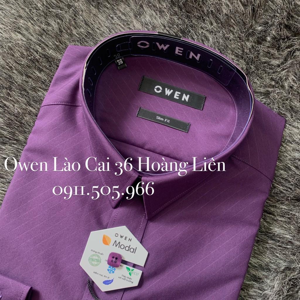 OWEN - Áo sơ mi dài tay Owen Slimfit chất modan màu tím 80761