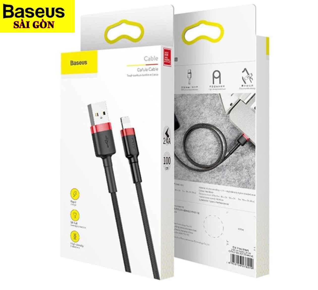 Cáp sạc Baseus Cafule Series nhanh và truyền dữ liệu tốc độ cao Usb to IP 2.4A CALKLF- Hàng chính hãng