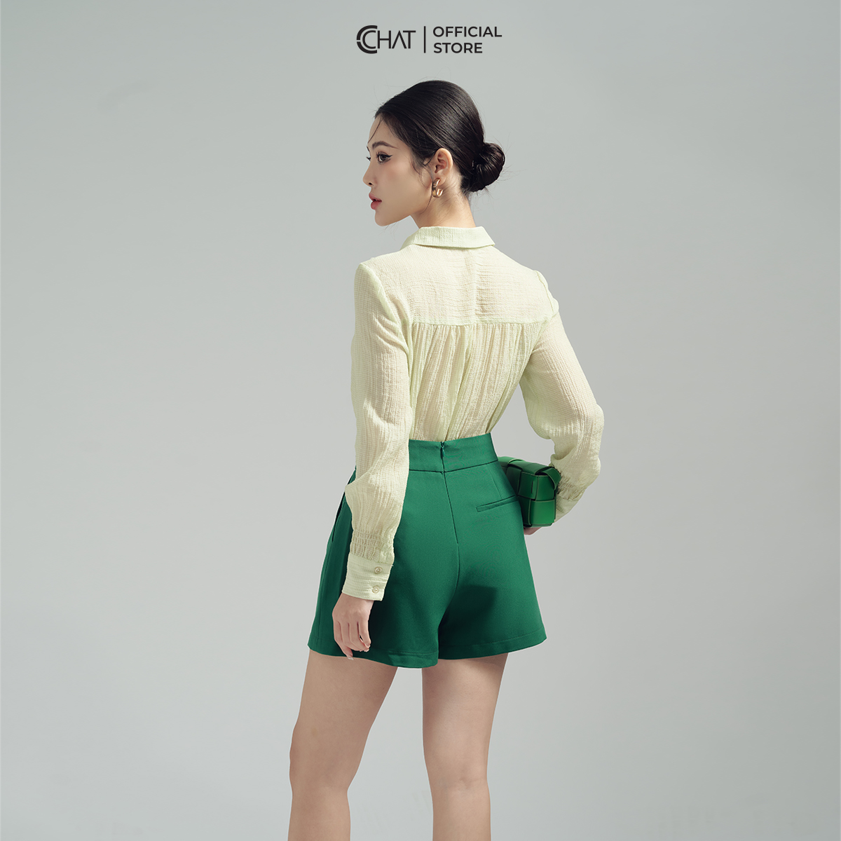 Quần Đùi Nữ  Kiểu Cạp 4 Khuy Dập Dáng A Chất Tuytsi Mềm Mịn 13ONS2014AT