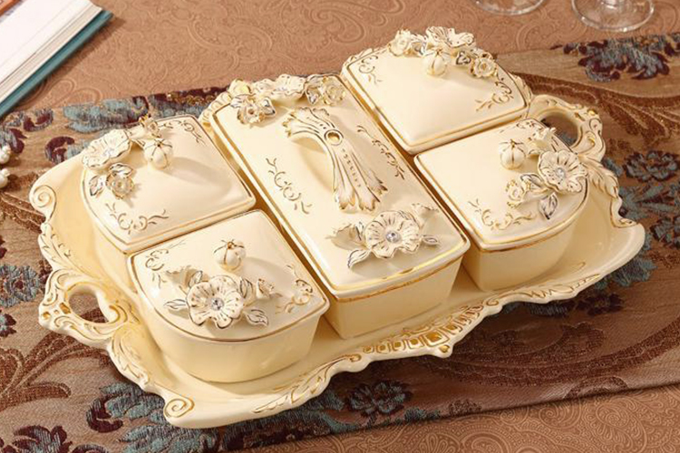 Bộ khay sứ đựng bánh kẹo