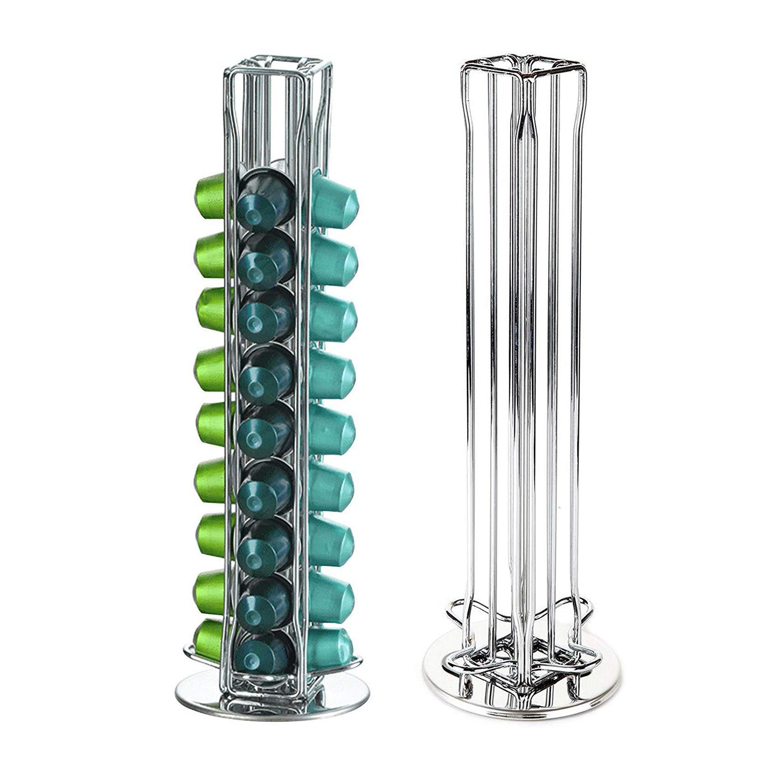 Iron Wire Coffee Pod Capsule Holder Rack Tower Storage Fits  for Counter Cafe Home Shop Can Hold 40 Capsules