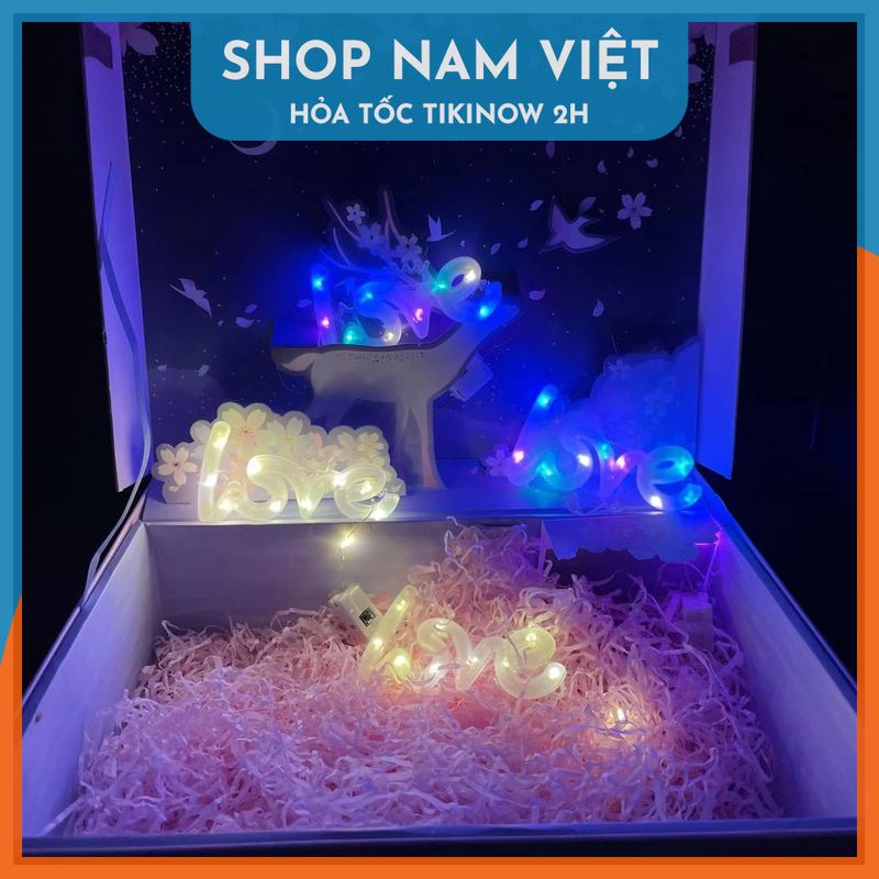 Đèn Led Chữ LOVE Trang Trí Bánh Kem, Hộp Quà, Cây Thông