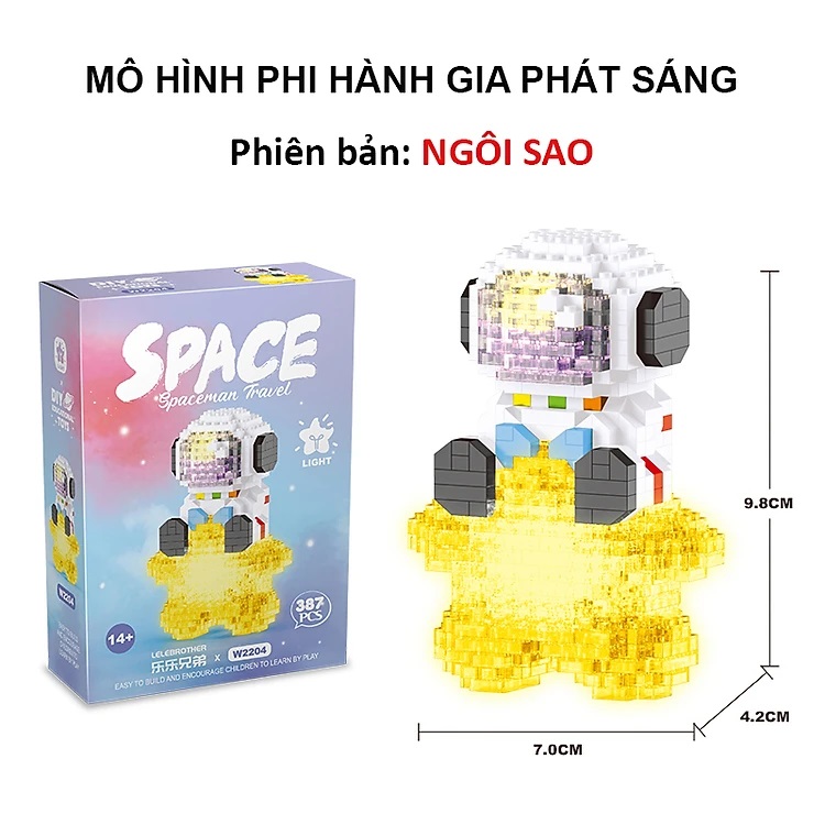 Đồ chơi trẻ em, mô hình lắp ráp phi hành gia, đồ chơi xếp hình 3d có đèn, mô hình lắp ghép mini, đồ chơi trẻ em thông minh HT SYS