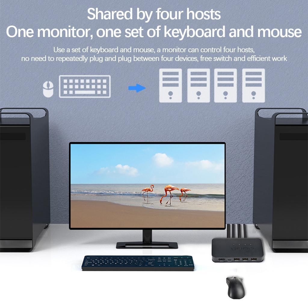 USB KVM 4 Port Sharing Support 4KX2K@30Hz