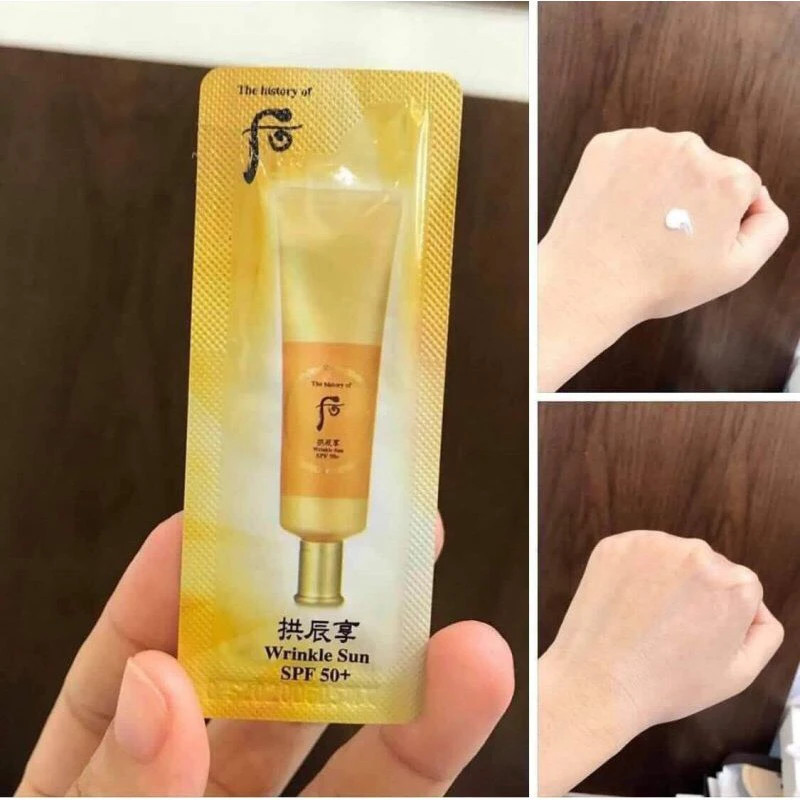 10 Gói Kem Chống Nắng Chống Nhăn Whoo Wrinkle Sun Cream SPF 50/PA++++ 1ml/gói