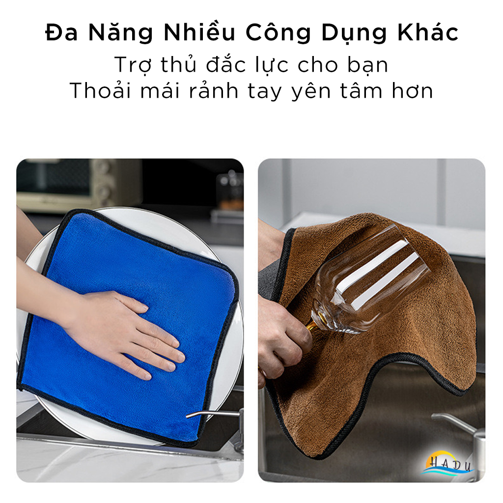 [4 Cái] Khăn Lau Bếp Đa Năng Siêu Thấm Siêu Sạch 30x30 Dày Hai Lớp Nhiều Màu Cao Cấp Đạt Chất Lượng Đức CCKO