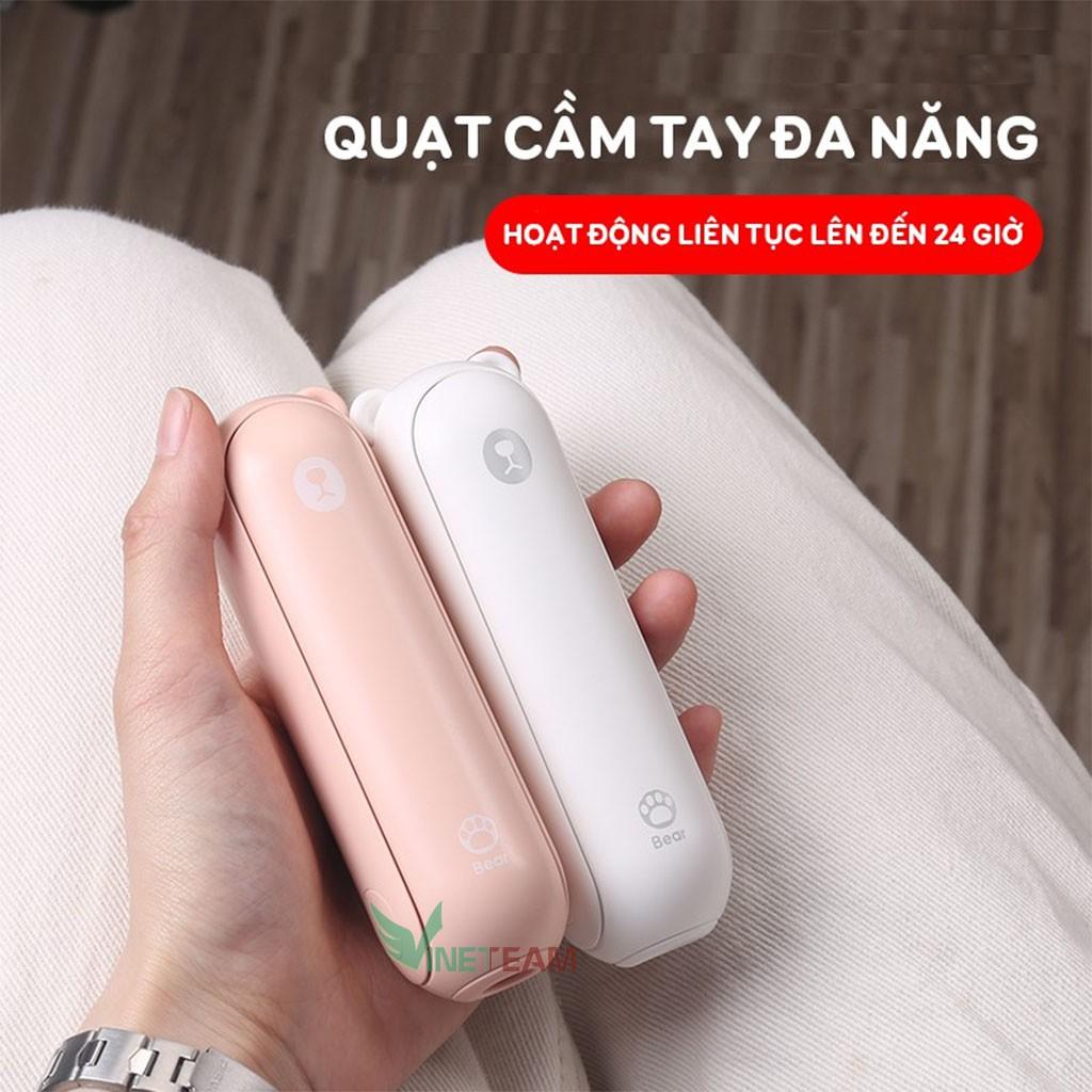 Quạt mini cầm tay đa năng hình gấu Bear kiêm đèn pin - sạc dự phòng tiện dụng F8 -dc4036