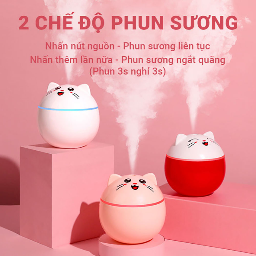 Máy phun sương tạo độ ẩm mini hình Mèo cute dung tích 300ml - Venado