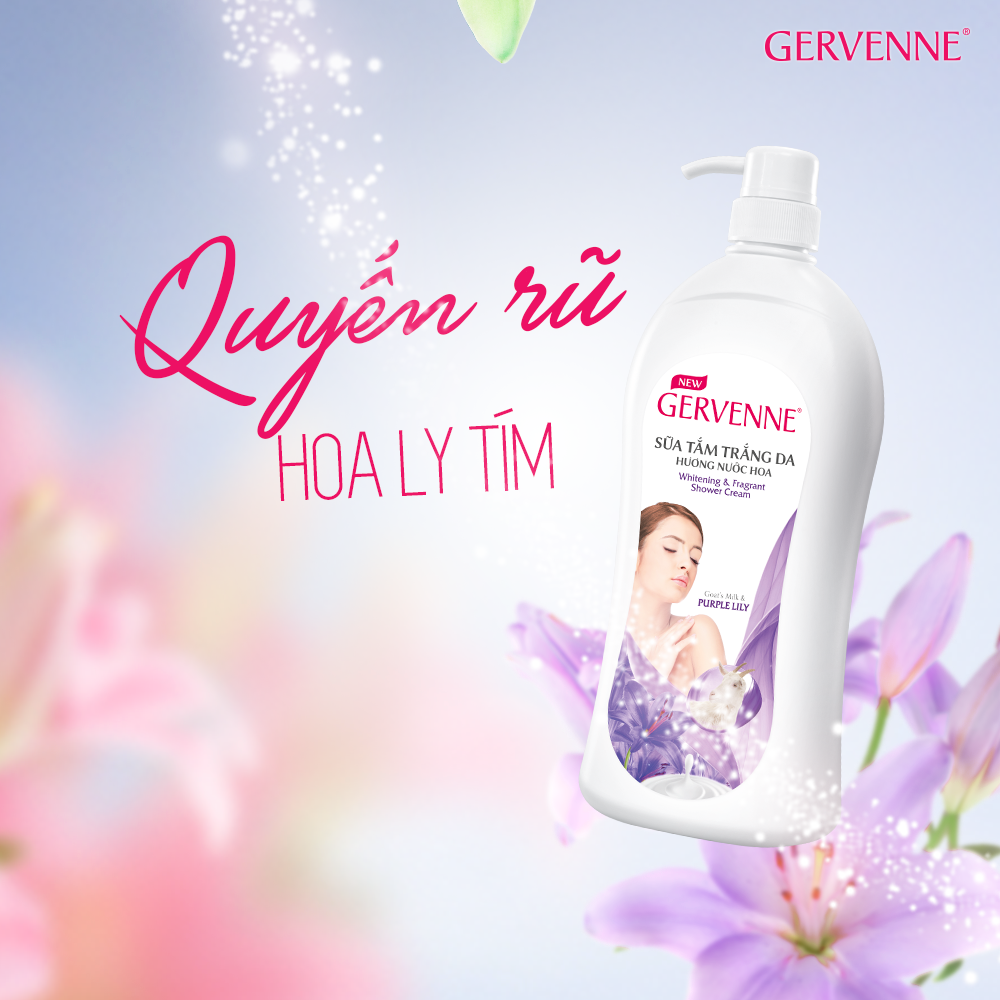 Gervenne Sữa tắm Trắng da Hương nước hoa Purple Lily 1200g