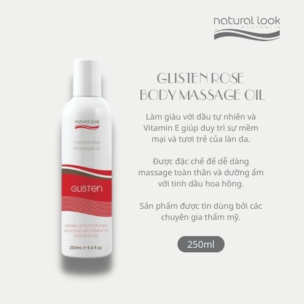 Dầu massage cơ thể, giúp dưỡng ẩm, duy trì làn da mịn màng, tươi trẻ - Natural Look Glisten Rose Body Massage Oil