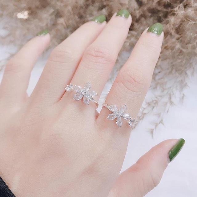 Nhẫn Bạc Hoa đá cho nữ. Hoa 5 cánh Freesize nhẹ nhàng lấp lánh Xinh đẹp cuốn hút - Nomi Shop Bạc Xinh