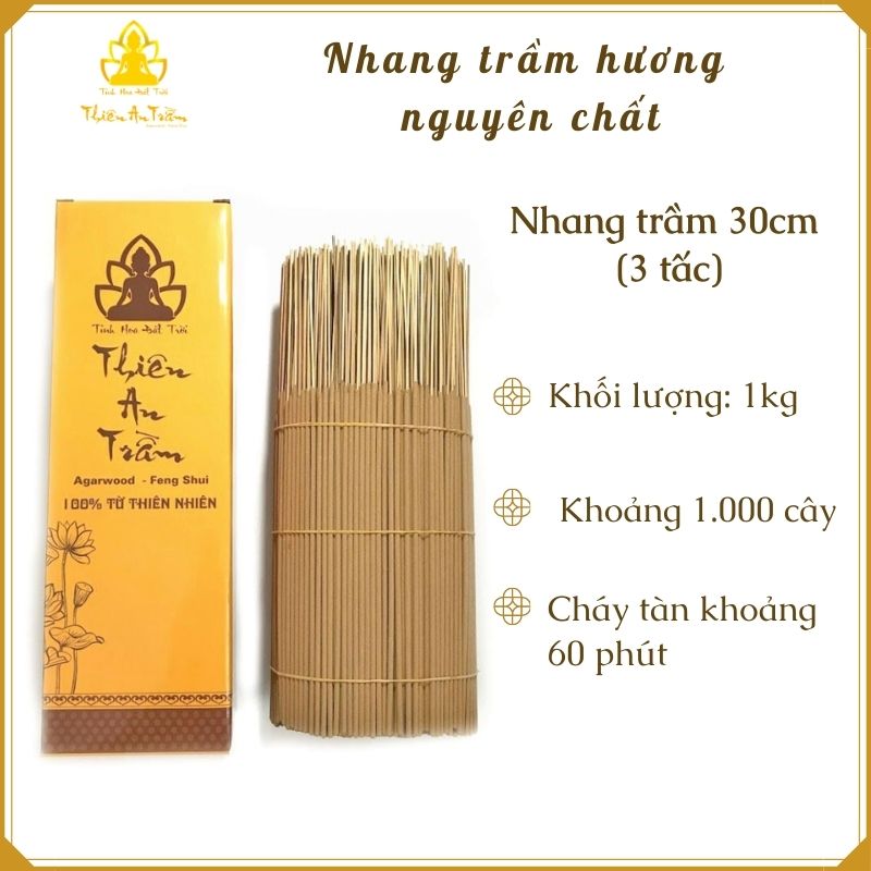 Nhang trầm hương nguyên chất tự nhiên Size 30cm - Hộp 1kg