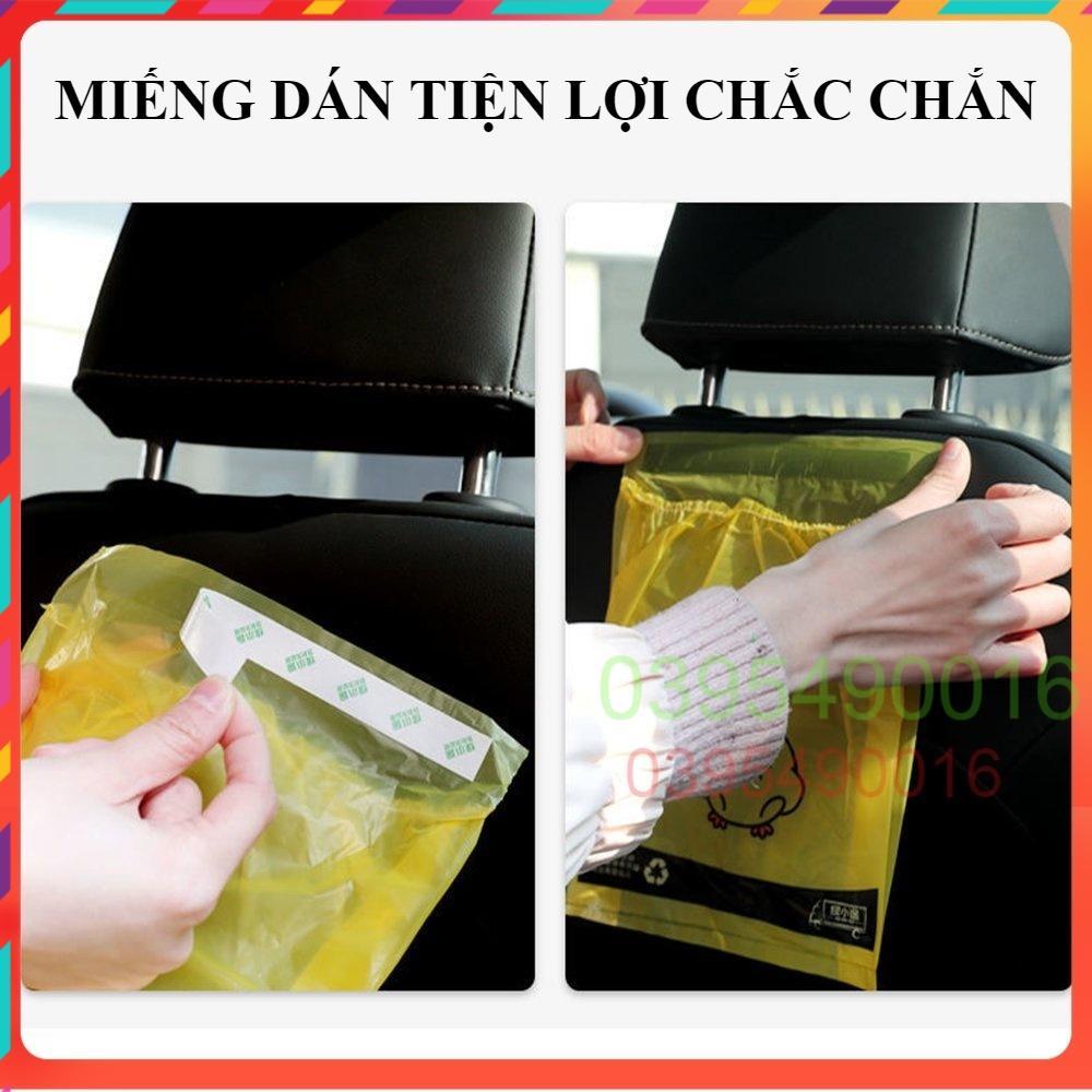 Bịch 60 túi đựng rác dán miệng VỊT VÀNG cho xe hơi văn phòng nhà bếp, túi nôn khi đi ô tô tàu xe tiện lợi