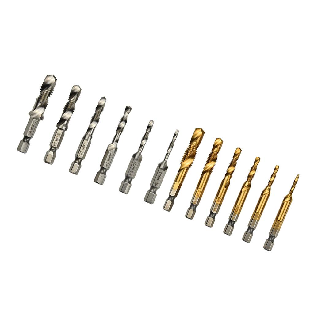 6pcs Quick Change HEX Shank Twist Drill and Bit set - metal M3-M10 Silver