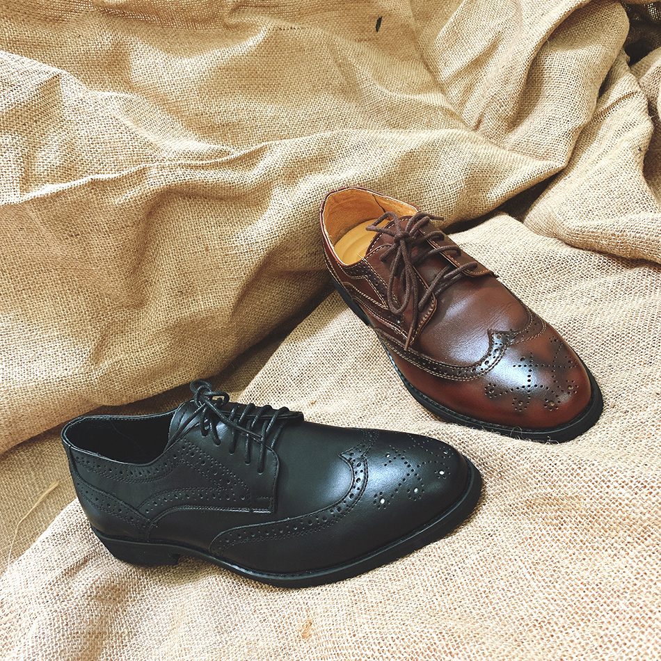 Giày tây công sở nam da bò derby wingtip