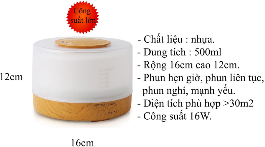 Máy Khuếch Tán Tinh Dầu Trụ Ngọc Tuyết (500ml)