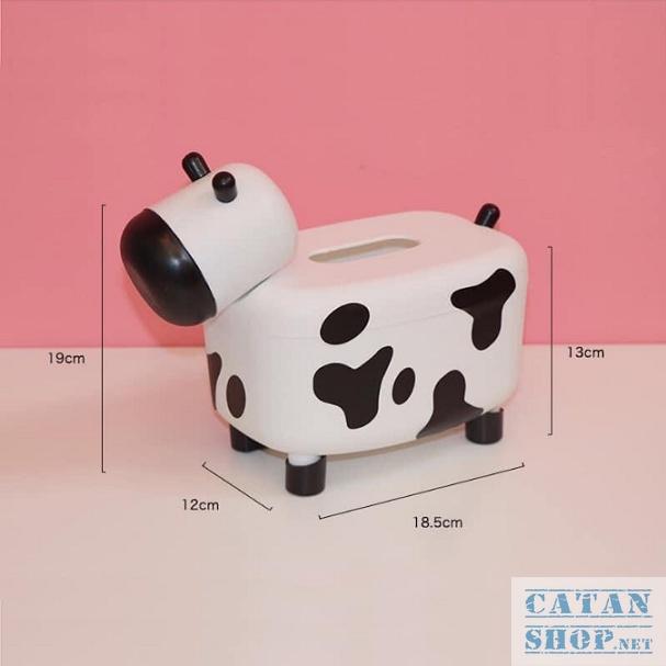 Hộp Đựng Khăn Giấy Hình Bò Sữa Đáng Yêu Kiêm Để Tăm Tiện Lợi 2in1 GD538-BoSua2in1
