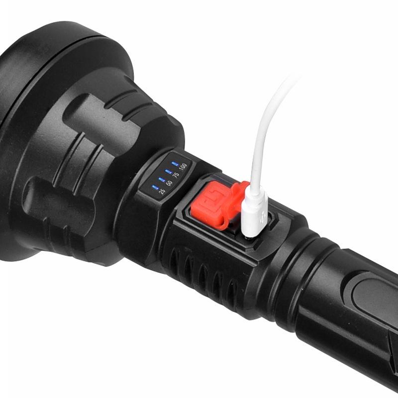 Đèn pin siêu sáng FLASHLIGHT F-901, chất liệu nhẹ, dùng pin 18650 kèm dây sạc micro usb sạc như điện thoại