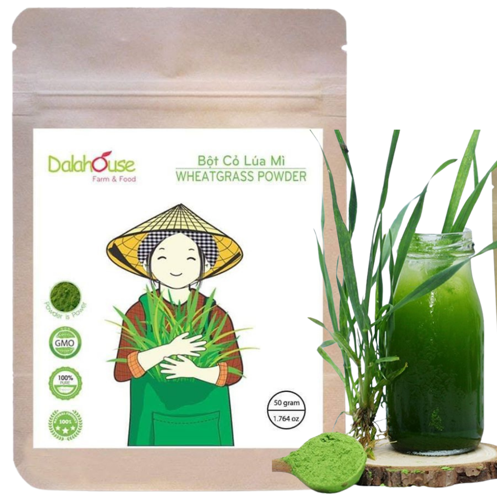 Bột cỏ lúa mì hữu cơ nguyên chất sấy lạnh Dalahouse - Hỗ trợ thải độc Gan và Máu, Ngăn ngừa và hỗ trợ tiểu đường, Hỗ trợ tiêu hóa, giảm táo bón