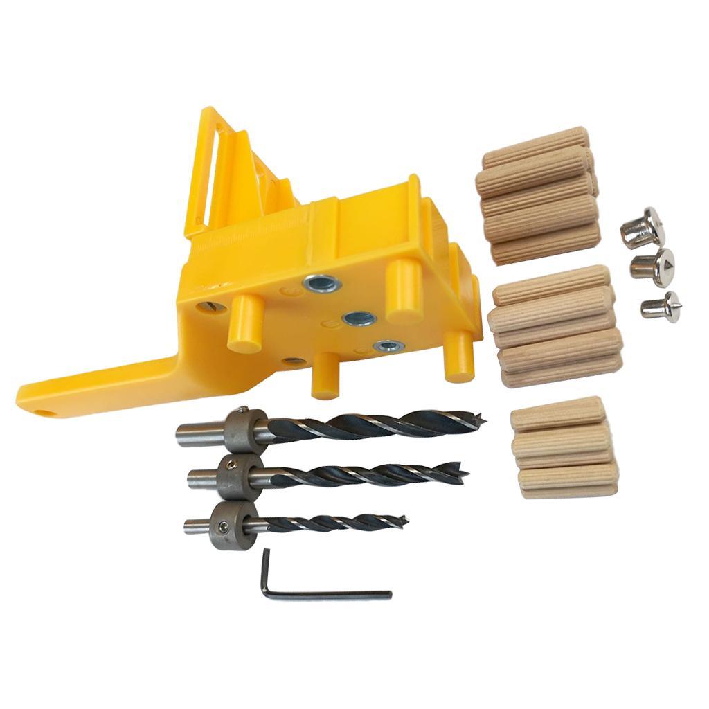 Woodworking Dowel Jig Set with 6mm, 8mm 10mm Dirll Bit and Wood Dowel Pins for Joinery Doweling